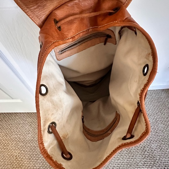 Stylish Tan Leather Backpack - Picture 2 of 5